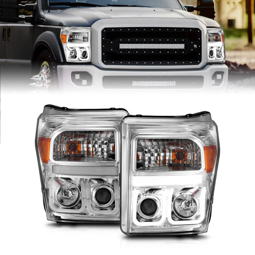 Ford Projector Headlights, Ford F Projector Headlights, Ford F 250 Headlights, Ford F 350 Headlights, Ford F 450 Headlights, Ford F 550 Headlights, Projector Headlights, Ford 11-16 Headlights, Chrome Clear Projector Headlights, Anzo Projector Headlights