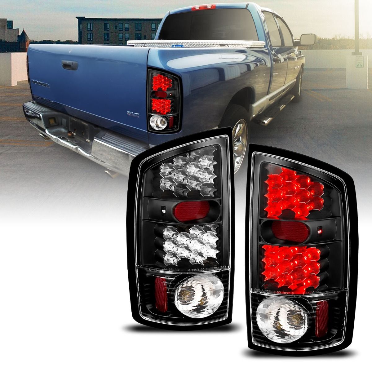 thumbnail image 2 of Eagle Eyes Black Headlight & LED Taillight Combo For Dodge Ram 1500/2500/3500 (02-05) 2 of 4
