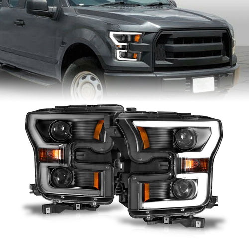 Ford Projector Headlight, Ford F 150 15 -17 Projector Headlight, Projector Headlight, Ford Black Projector Headlight, Plank Style Headlight, Anzo