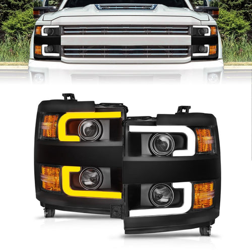 Chevy Silverado Headlight, Silverado Projector Headlight, 15-19 Headlights, Anzo Headlights, Projector Switchback Headlight, Switchback Headlight, Silverado 2500dh Headlight, Silverado 3500hd Headlight, Headlight, Projector Headlight, Black Projector Headlight, Black Headlight