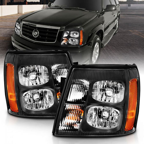 Cadillac Escalade Headlights, Cadillac Headlights, 03-06 Crystal Headlights, Anzo Headlights, Headlights, Black Amber Headlights, Escalade Headlights, Crystal Headlight