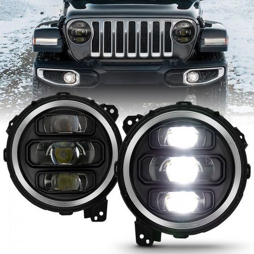 Jeep Projector Headlights, Jeep Wrangler Headlights, Jl 18-21 Headlights, Projector Headlights, Black Projector Headlights, Anzo Projector Headlights