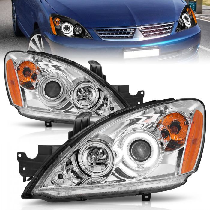 Mitsubishi Lancer 04-07 Projector Headlights Chrome W/ Rx
