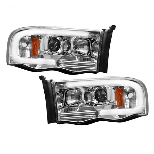 Dodge Projector Headlights, RAM 1500 Projector Headlights, RAM 1500 02-05 Projector Headlights, Clear/Chrome Headlights, Recon Projector Headlights