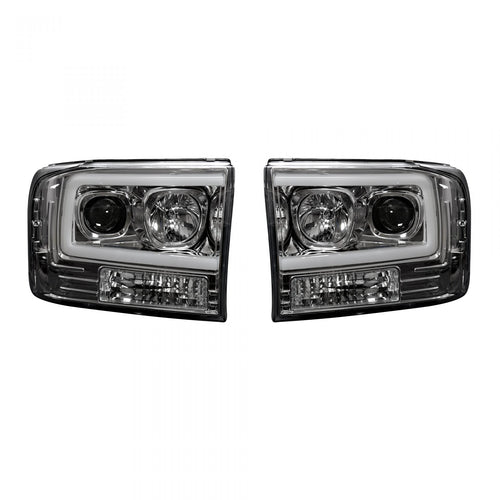 Ford Projector Headlights, Superduty Projector Headlights, Superduty 99-04 Projector Headlights, Clear/Chrome Headlights, Recon Projector Headlights