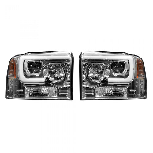 Ford Projector Headlights, Superduty Projector Headlights, Superduty 05-07 Projector Headlights, Clear/Chrome Headlights, Recon Projector Headlights