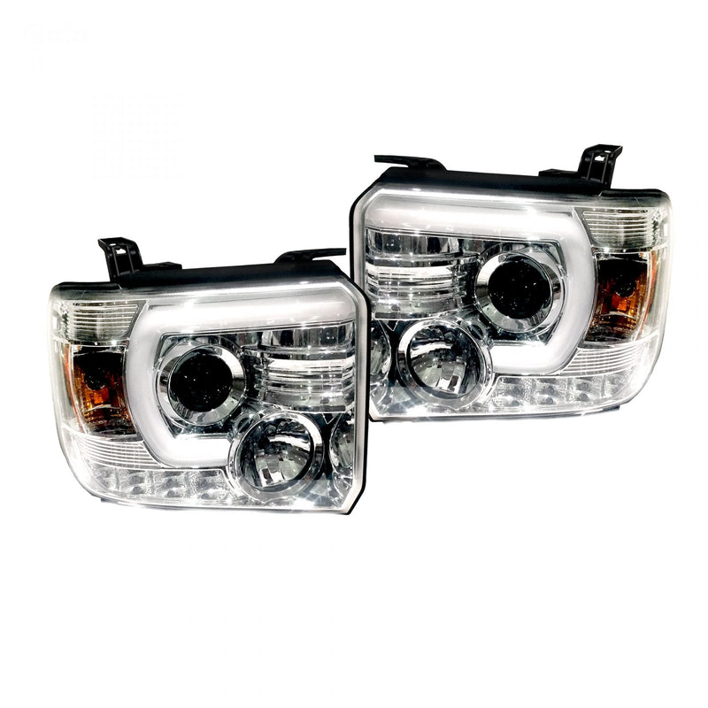 GMC Projector Headlights, Sierra 1500 Headlights, Sierra 2500 Headlights, Sierra 3500 Headlights, Clear/Chrome Headlights, Recon Projector Headlights