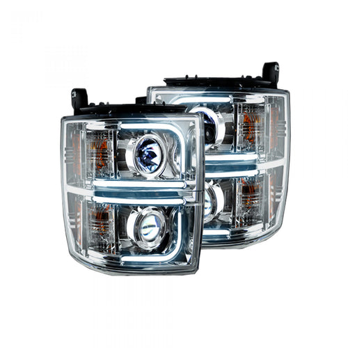 Chevy Silverado Headlights, Silverado Projector Headlights, Silverado 14-19 Headlights, Clear/Chrome Headlights, Recon Projector Headlights