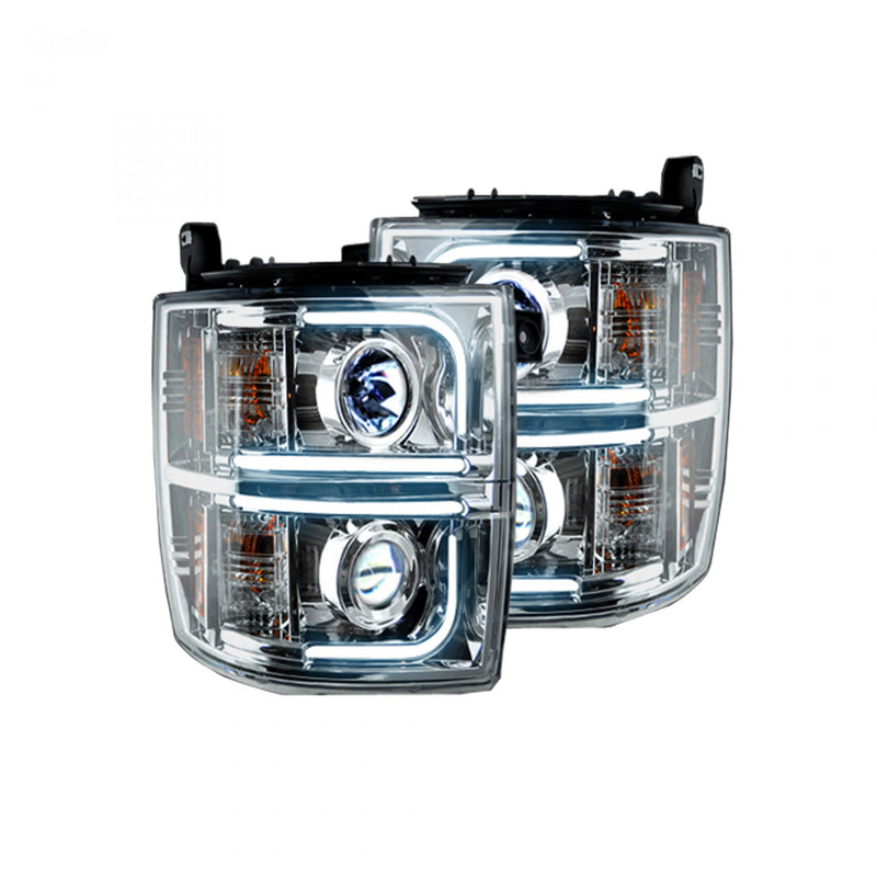 Chevy Silverado Headlights, Silverado Projector Headlights, Silverado 14-19 Headlights, Clear/Chrome Headlights, Recon Projector Headlights