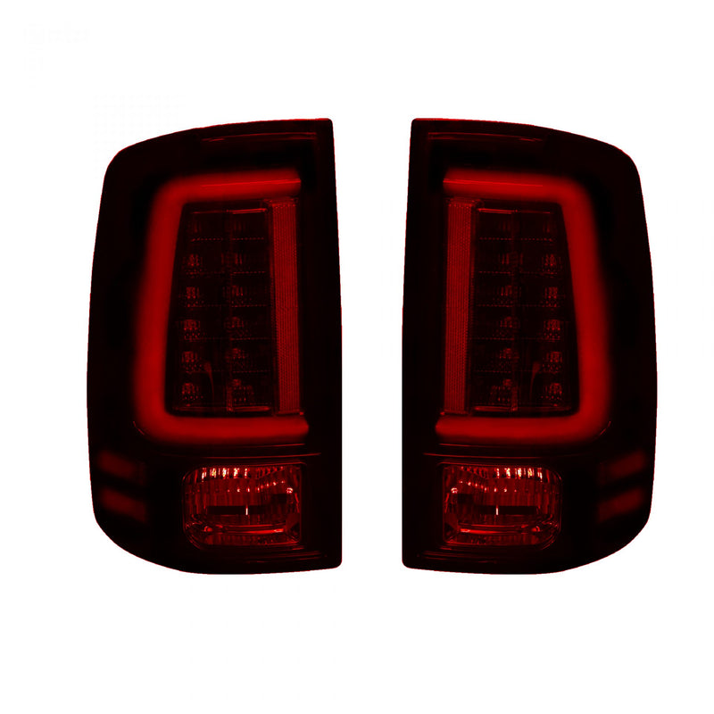 Dodge Tail Lights, Dodge RAM Tail Lights, RAM 1500 Tail Lights, RAM 2500 Tail Lights, RAM 3500 Tail Lights, RAM 1500 13-18 Tail Lights, Dark Red Smoked Tail Lights, Recon Tail Lights, Tail Lights