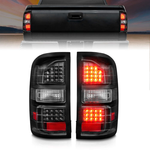 GMC Led Tail Lights, GMC Sierra Tail Lights, GMC 14-18 Tail Lights, Led Tail Lights, Sierra 1500 Tail Lights, Sierra 2500hd Tail Lights, Sierra 3500hd Tail Lights, GMC 15-19 Tail Lights, Black Housing Tail Lights, Anzo Tail Lights