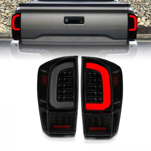 Toyota Tail Lights, Toyota Tacoma Tail Lights, Toyota 16-22 Tail Lights, Full Led Tail Lights, Black Housing Tail Lights, Smoke Lens Tail Lights, Anzo Tail Lights