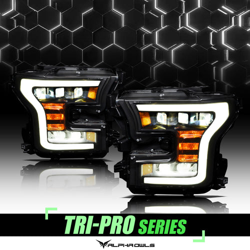 Alpha Owls Headlights, Alpha Owls Ford Headlights, Ford 2015-2017 Headlights, Ford F-150 Headlights, LED Projector Headlights, Ford Headlights