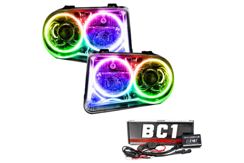 Oracle Chrysler Headlights, Chrysler LED Headlights, 300c LED Headlights, Colorshift LED Headlights, RGB LED Headlights, BC1 Controller Headlights, 2005-2010 LED Headlights, Oracle Halo Headlights, LED Halo Headlights, Chrysler Halo Headlights, 300c Halo Headlights, OEM HID Headlights, Colorshift Rgb Headlights