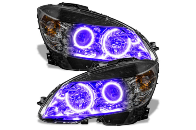 Mercedes Benz Headlights, 2008-2011 LED Headlights, C-Class LED Headlights, Purple LED Headlights, SMD LED Headlights, Single Color Headlights, Oracle Halo Headlights, LED Halo Headlights
