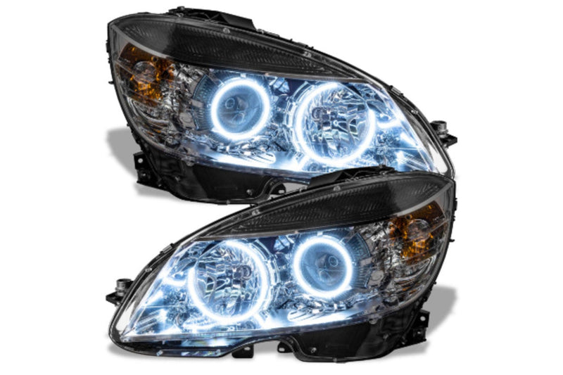 Mercedes Benz Headlights, 2008-2011 LED Headlights, C-Class LED Headlights, White LED Headlights, SMD LED Headlights, Single Color Headlights, Oracle Halo Headlights, LED Halo Headlights