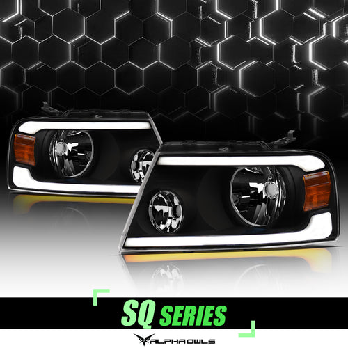Alpha Owls Headlights, Alpha Owls Lincoln Headlights, Lincoln 2006-2008 Headlights, Lincoln Mark-LT Headlights, Headlights, Black housing Headlights
