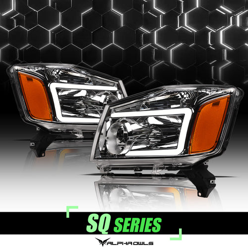 Alpha Owls Headlights, Alpha Owls Nissan Headlights, Nissan 2004-2015 Headlights, Nissan Titan Headlights, Headlights, Chrome housing Headlights