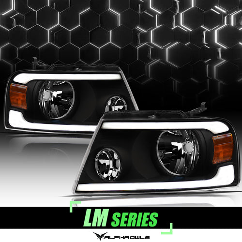 Alpha Owls Headlights, Alpha Owls Ford Headlights, Ford 2004-2008 Headlights, Ford F-150 Headlights, Headlights, Black housing Headlights