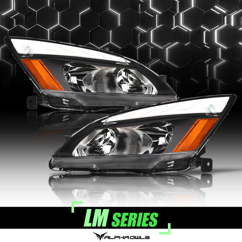 Alpha Owls Headlights, Alpha Owls Honda Headlights, Honda 2003-2007 Headlights, Honda Accord Headlights, Headlights, Black housing Headlights