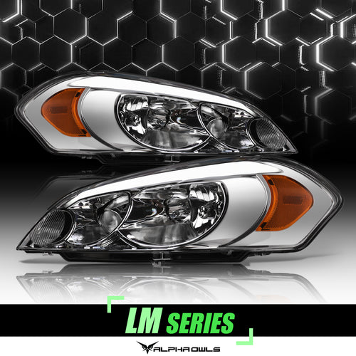 Alpha Owls Headlights, Alpha Owls Chevy Headlights, Chevy 2006-2013 Headlights, Chevy Impala Headlights, Headlights, Chrome housing Headlights