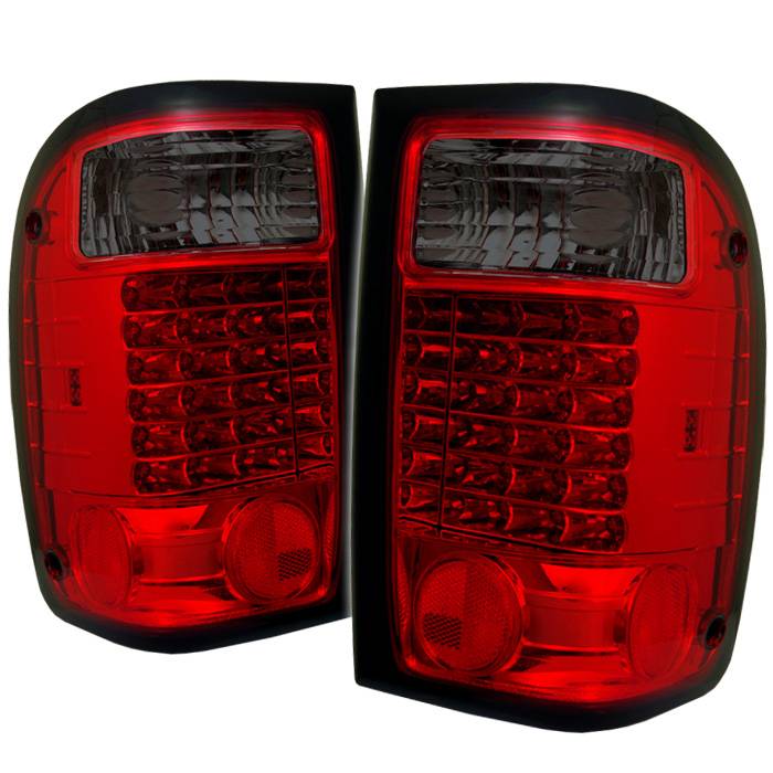 Ford LED Tail Lights, Ford Ranger Tail Lights, 01-05 Tail Lights, Red Smoke Tail Lights, Spyder Tail Lights