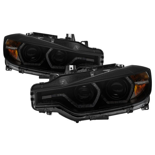 Spyder Headlights, Projector Headlights, BMW Headlights, BMW F30 Headlights, BMW 3 Series Headlights, F30 12-14 Headlights, Black Smoke Headlights
