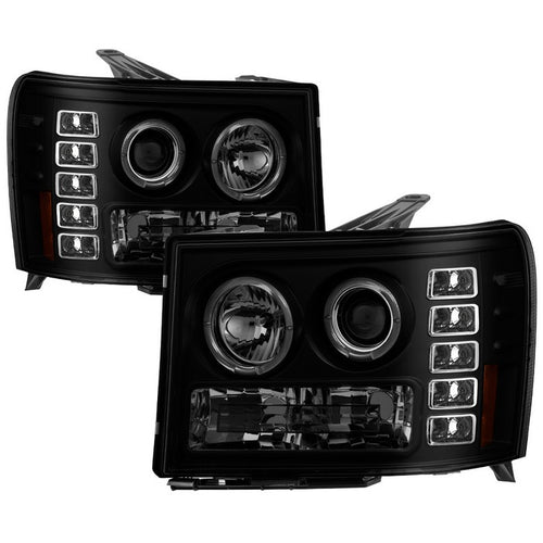 GMC Projector Headlights, Sierra 1500 Headlights, Sierra 2500 Headlights, Sierra 3500 Headlights, GMC Sierra Denali Headlights, GMC Sierra 2500HD, GMC Sierra 3500HD, 07-13 Headlights, 08-13 Headlights, 07-13 Headlights, Black Smoke Projector Headlights