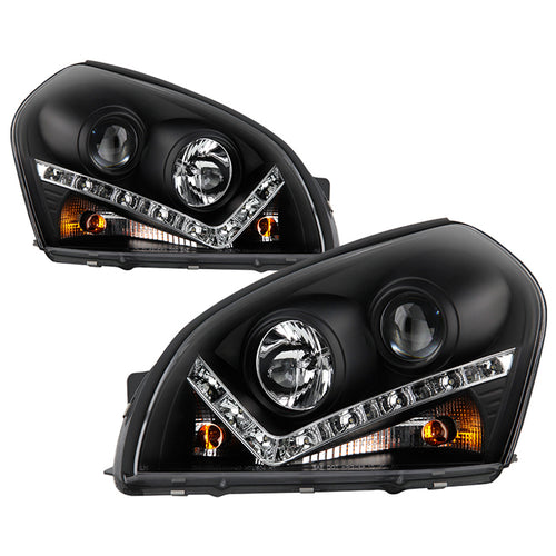 Hyundai Projector Headlights, Hyundai Tucson Headlights, Tucson 04-09 Headlights, Projector Headlights, Black Projector Headlights, Spyder Headlights