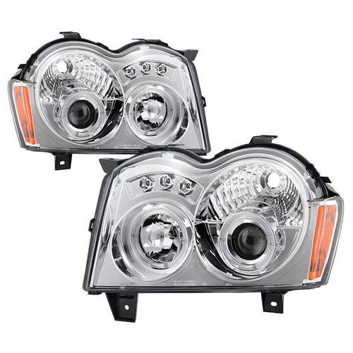 Jeep Projector Headlights, Jeep Grand Cherokee Headlights, Projector Headlights, 05-07 Projector Headlights, Grand Cherokee Headlights, Chrome Projector Headlights, Spyder Projector Headlights