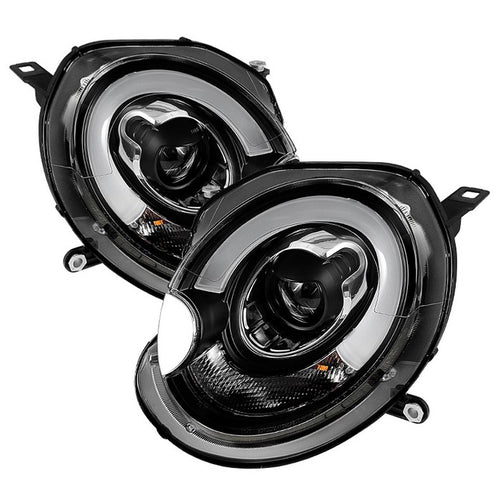 Mini Projector Headlights, Mini Cooper Headlights, 2007-2012 Projector Headlights, Black Projector Headlights, Spyder Projector Headlights