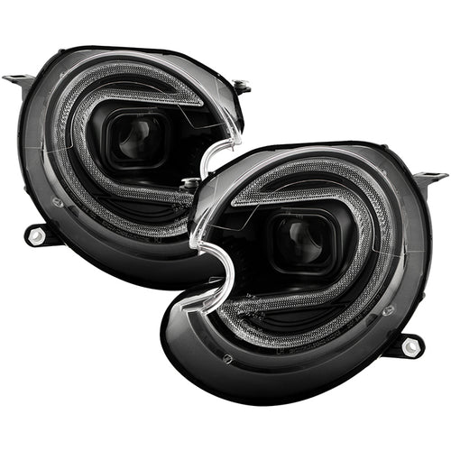 Mini Projector Headlights, Mini Cooper Headlights, 2010-2012 Projector Headlights, Black Projector Headlights, Spyder Projector Headlights