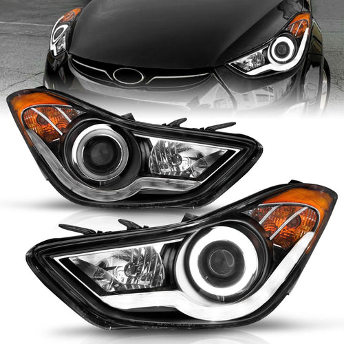 Hyundai Projector Headlights, Hyundai Elantra Headlights, Elantra 11-13 Headlights, Projector Headlights, Black Projector Headlights, Anzo Projector Headlights