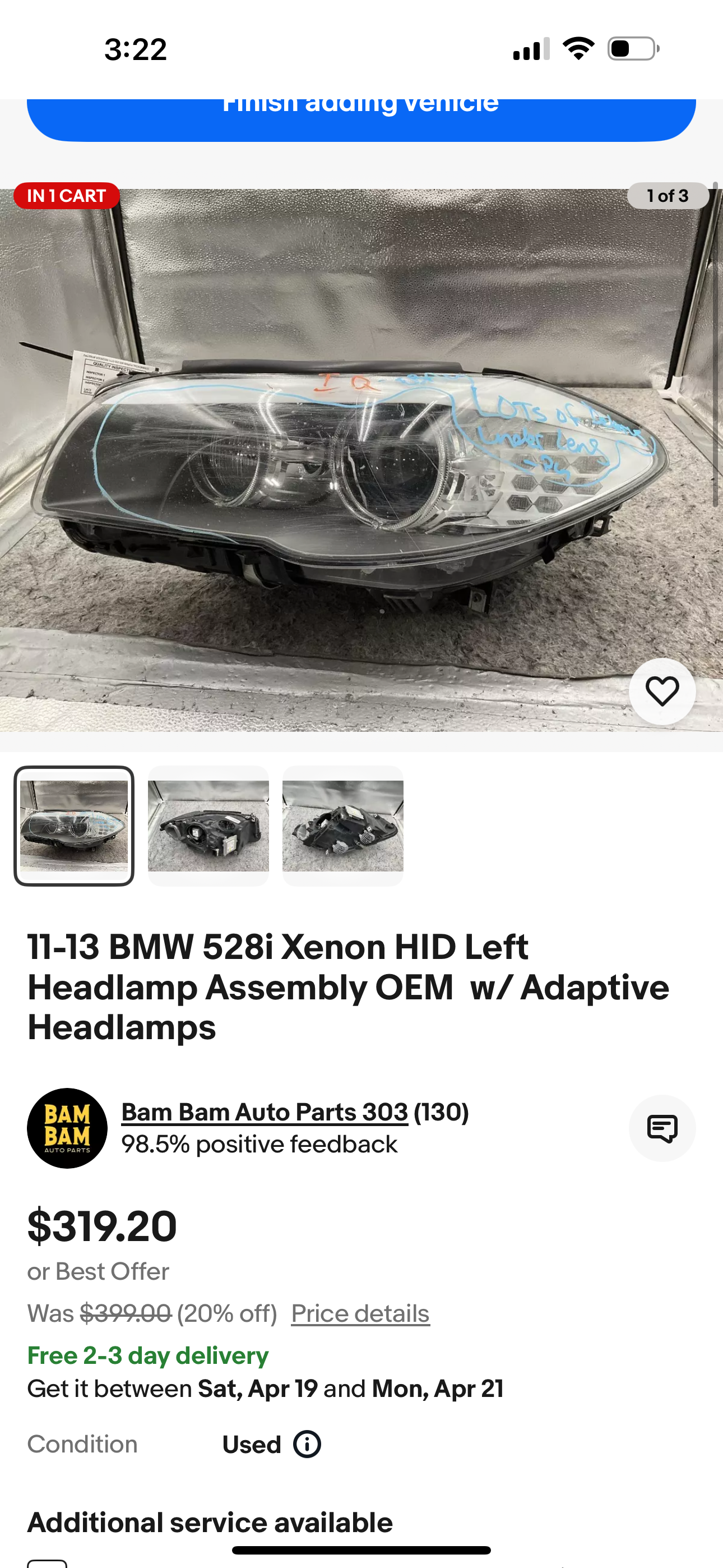 10-15 OEM BMW F02 F04 740 750 Rear Vanity Makeup Light Mirror Anthracite OEM
