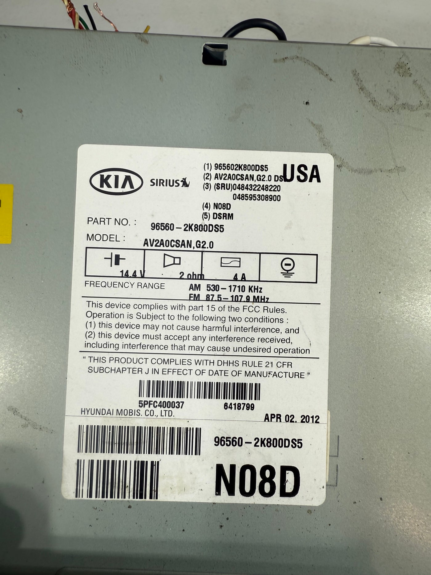 2011 - 2013 KIA SOUL Navigation NAV Unit GPS Radio CD InfoDisplay OEM