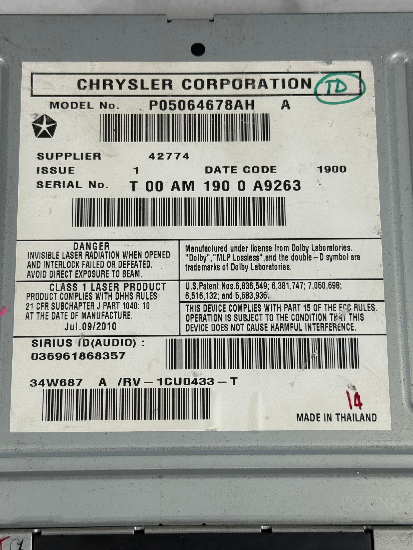 Jeep Dodge Chrysler MyGig CD DVD Radio High RBZ Wrangler Caravan Ram UCONNECT
