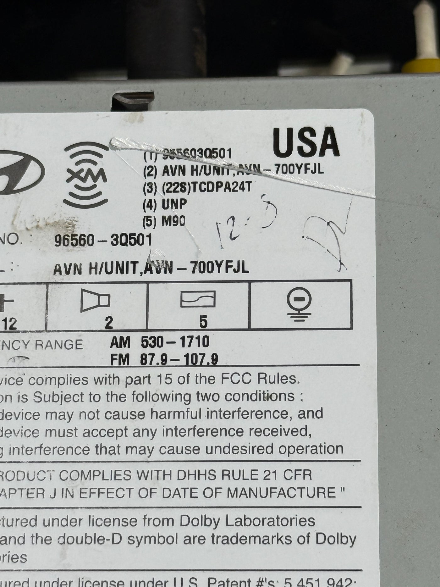 11 12 2011 2012 Hyundai Sonata Radio Cd OEM Gps Navigation System 96560-3Q501
