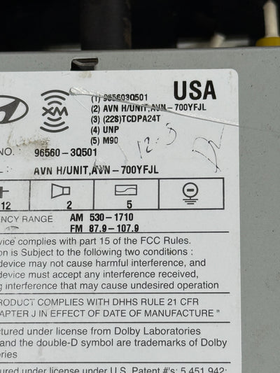 11 12 2011 2012 Hyundai Sonata Radio Cd OEM Gps Navigation System 96560-3Q501