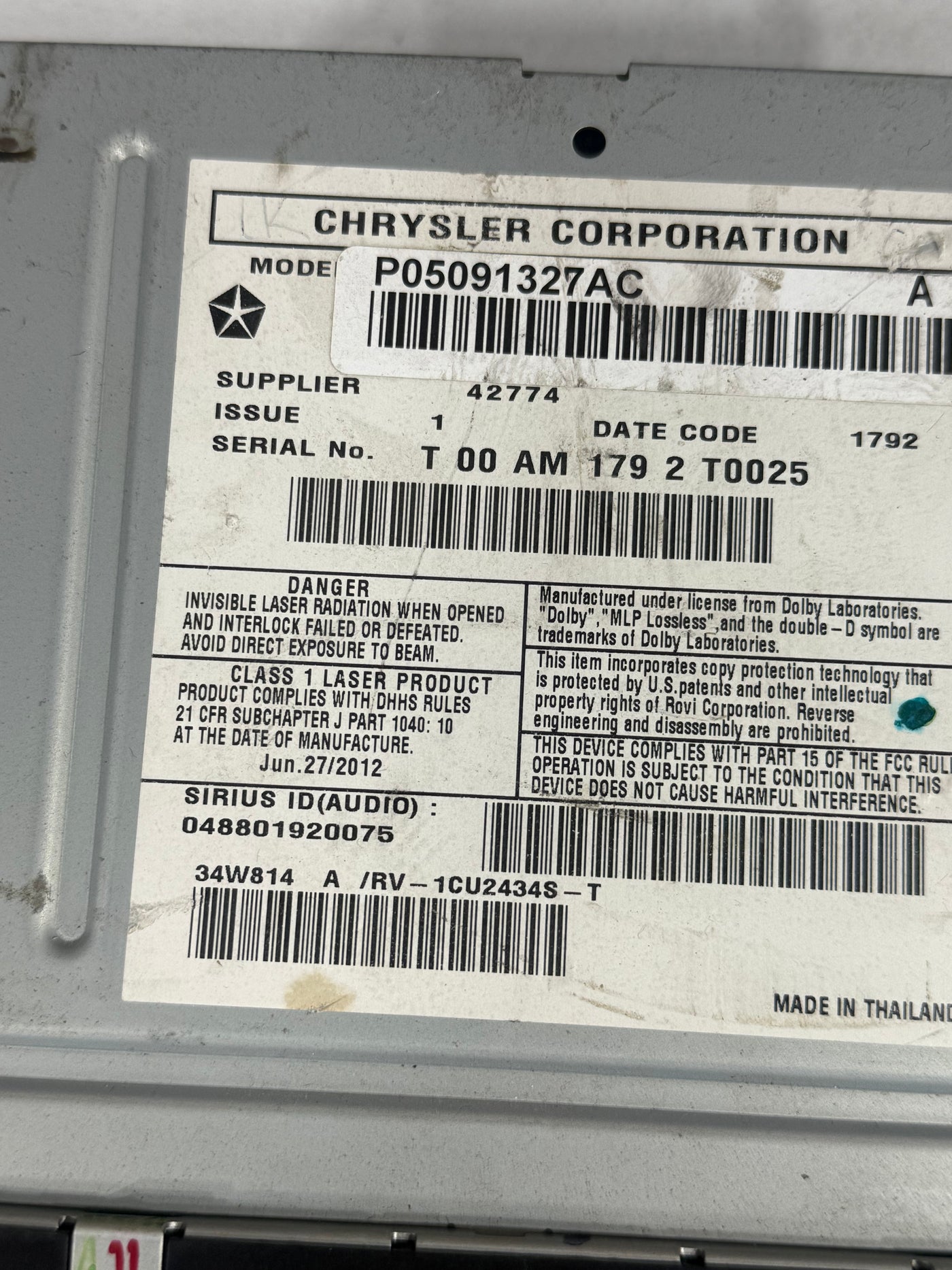 Jeep Dodge Chrysler MyGig CD DVD Radio High RBZ Wrangler Caravan Ram UCONNECT