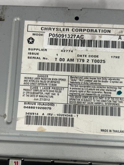 Jeep Dodge Chrysler MyGig CD DVD Radio High RBZ Wrangler Caravan Ram UCONNECT