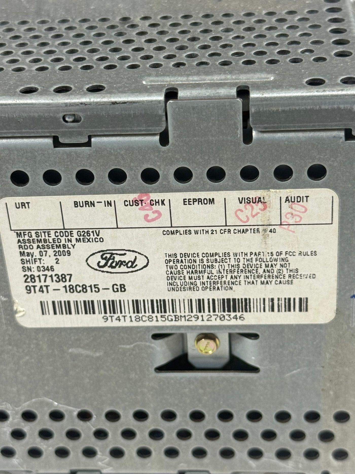 2009-10 Lincoln MKX / 2009 Ford Edge AM FM Radio MP3 w/ 6 Disc CD 9T4T-18C815-GB