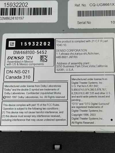 07 08 Cadillac SRX Radio Cd Dvd Gps Navigation  15932202 OEM