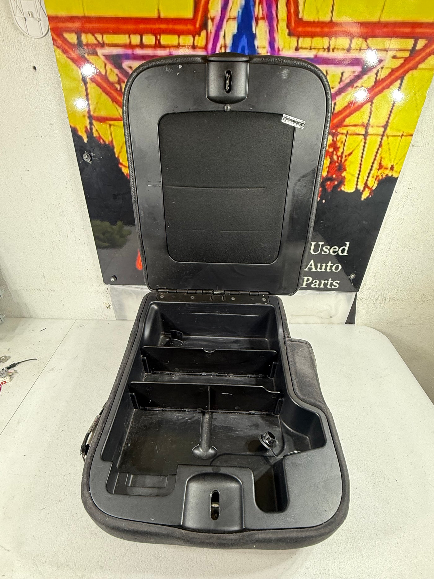 2002-2008 Dodge Ram 1500 Center Console Black Leather Armrest Lid OEM