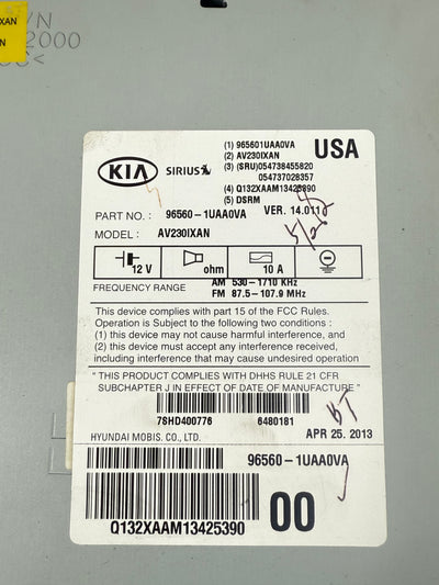 2014-2015 Kia Sorento Radio Receiver Display Screen Navigation 965601UAA0VA OEM