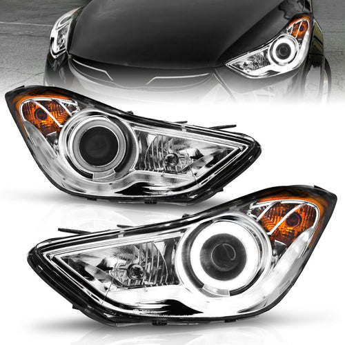 Hyundai Projector Headlights, Hyundai Elantra Headlights, Elantra 11-13 Headlights, Projector Headlights, Chrome Projector Headlights, Anzo Projector Headlights   