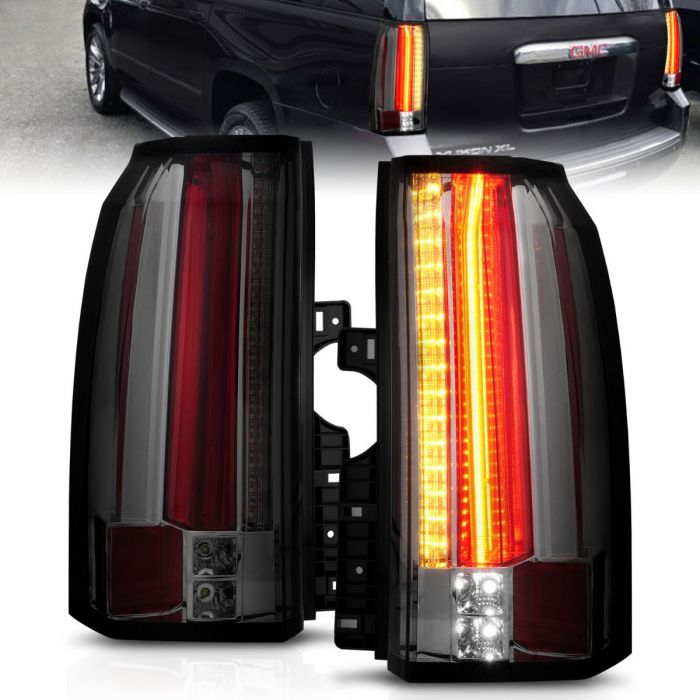 GMC Led Tail Lights, GMC Yukon Tail Lights, Denali 15- 19 Tail Lights, Led Tail Lights, Smoke Lens Tail Lights, Anzo Tail Lights