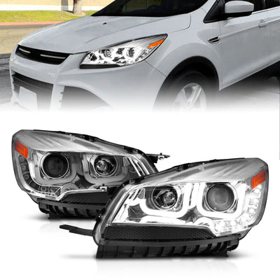 Ford  Projector Headlights, Ford Escape 13-16 Projector Headlights, Projector U-bar Headlights, Ford Chrome Projector Headlights 