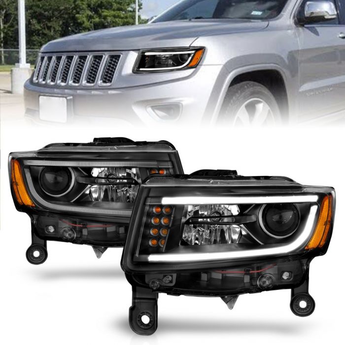 Jeep Projector Headlights, Jeep Grand Headlights, Cherokee 14-15 Headlights, Projector Headlights, Black Housing Projector Headlights, Anzo Projector Headlights,