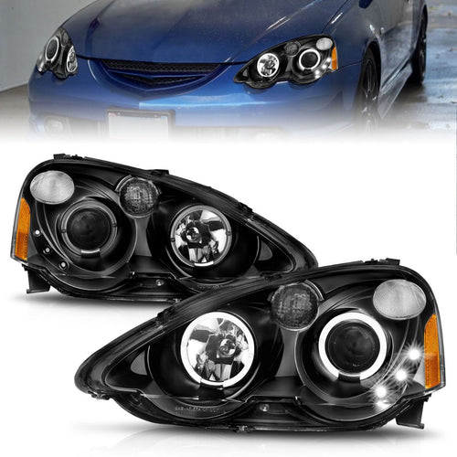 Acura Projector Headlights, Acura Rsx Headlights, Rsx 02-04 Headlights, Black Projector Headlights, Anzo Projector Headlights