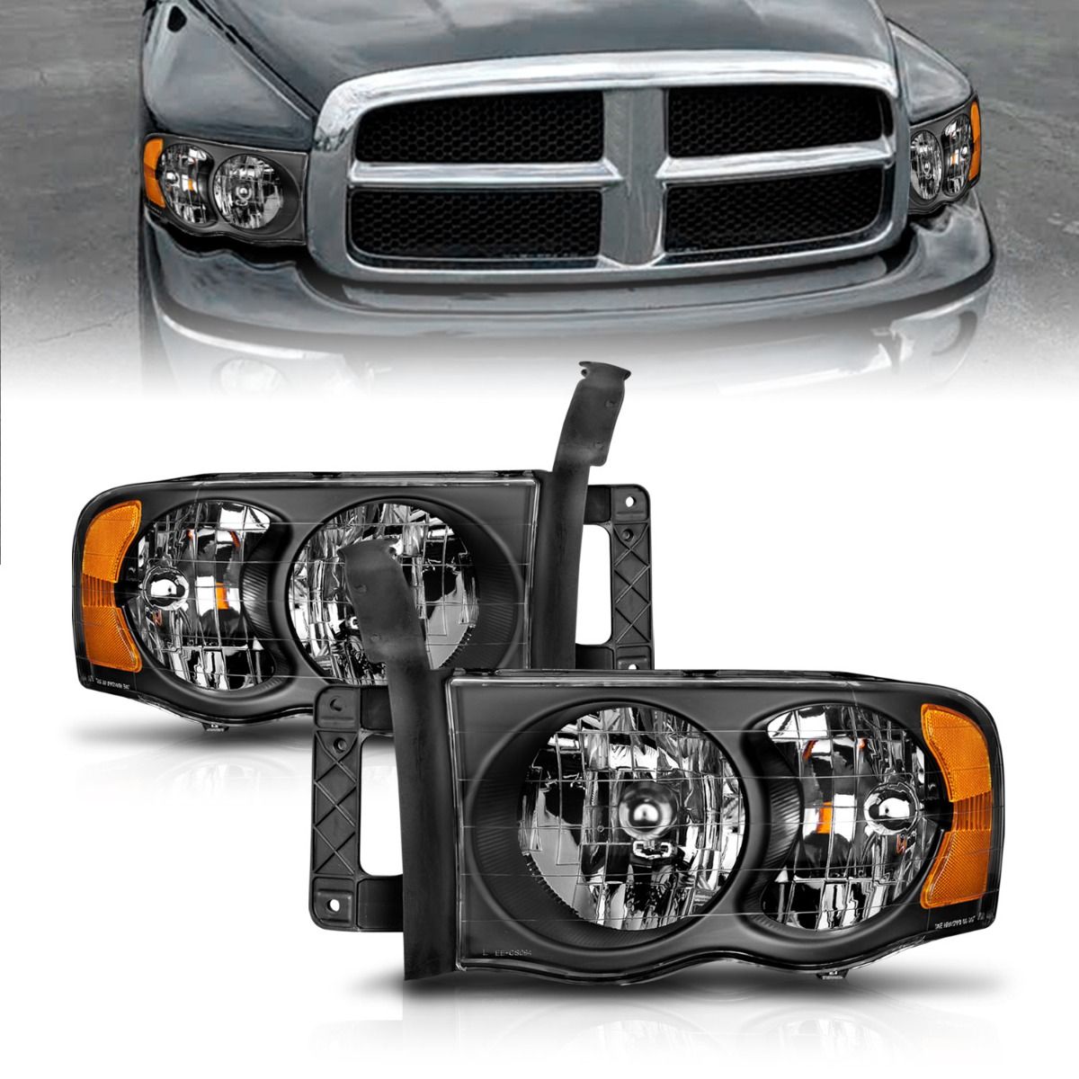 Dodge Ram Crystal Headlights, Ram Crystal Headlights, Ram 2500 Crystal Headlights, Ram 3500 Crystal Headlights, 2002-2005 Crystal Headlights, Black Crystal Headlights, Anzo Crystal Headlights, LED Crystal Headlights